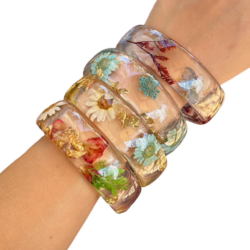 Dried Flower Bulk - Bracciale rigido largo in acrilico trasparente