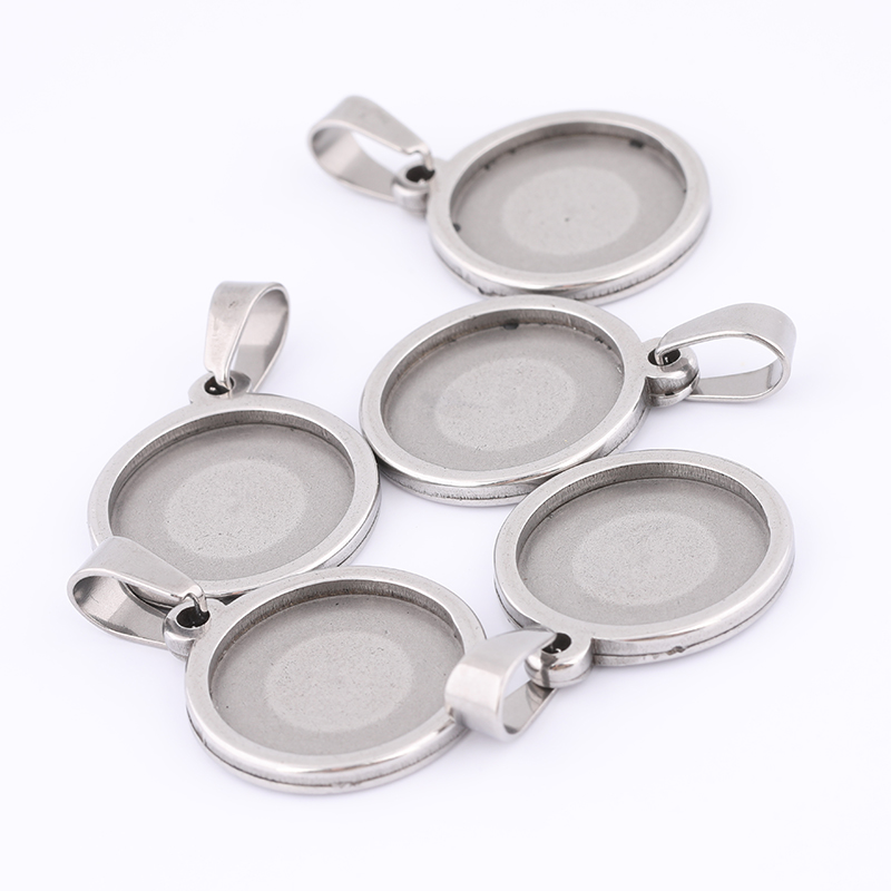 Bezels Set Pendant - 10 pz 15mm Rotondo Cabochon Impostazioni