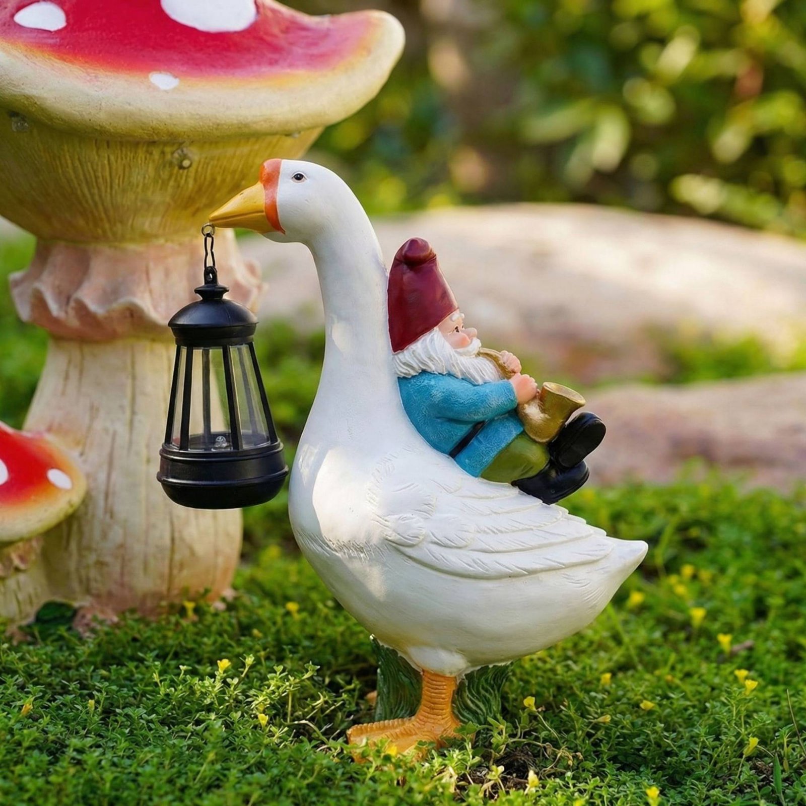 Statua Gnomo a Cavallo di Oca, - Resin Crafts recensione e prezzo